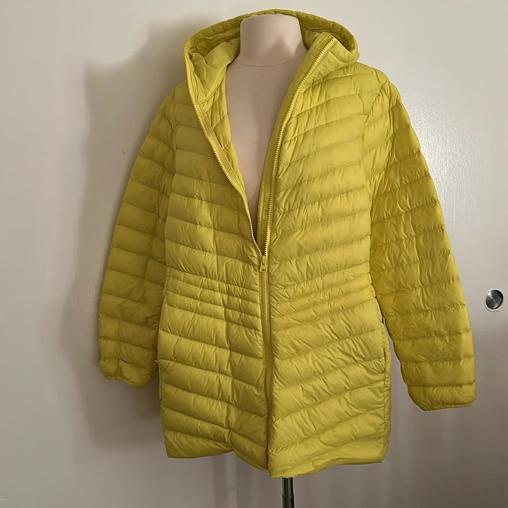 Lands' End Lightweight Hooded Puffer Jacket in Bright Yellow
